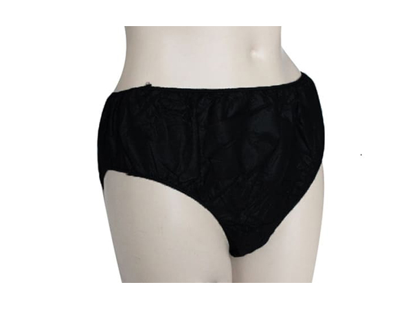 Black nonwoven disposable ladies panty for spa, salon, and hotel treatments in the UAE, Middle East, and Africa
