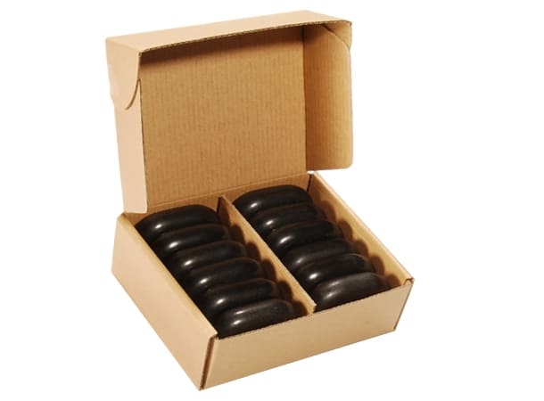 Set of 12 medium ovular basalt massage stones for spa therapy by Doyen Wellness UAE GCC
